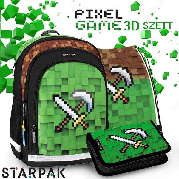 Starpak ergonomikus iskolatáska, hátizsák SZETT – Pixel Game 3D