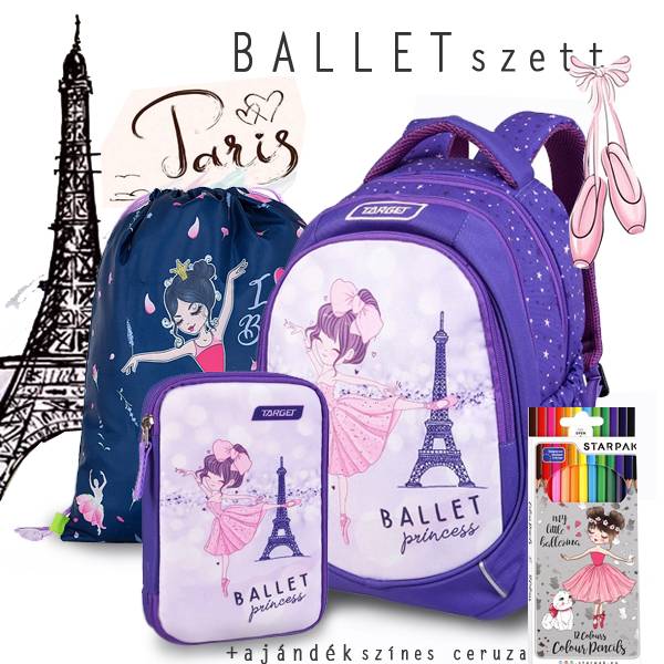 TARGET balerinás iskolatáska, hátizsák szett