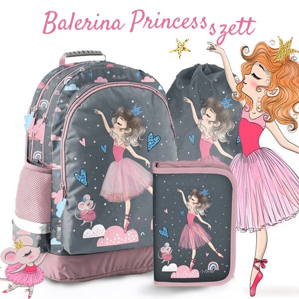 Paso Balerinás iskolatáska, hátizsák SZETT - Princess