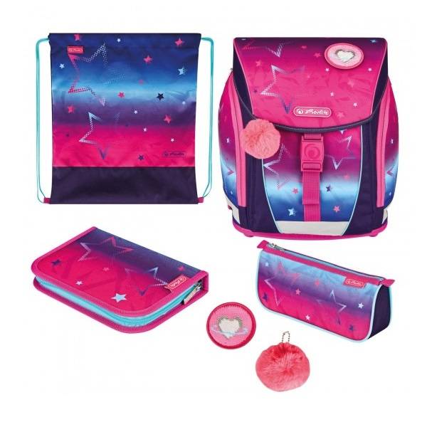 Herlitz FiloLight Plus iskolatáska SZETT - Pink Stars