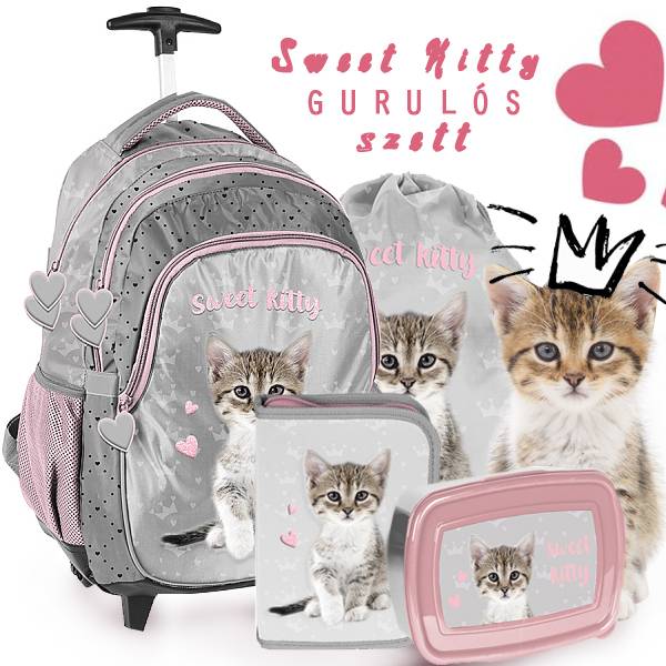 Paso Cicás gurulós iskolatáska SZETT - Sweet Kitty
