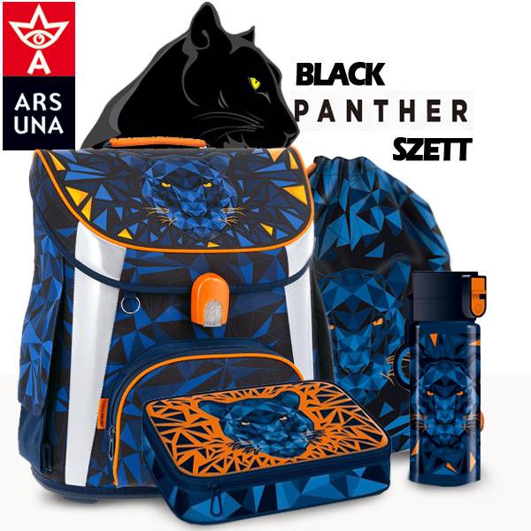 Ars Una iskolatáska SZETT kulaccsal - Black Panther