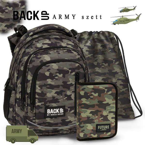 BackUp terepmintás ergonomikus iskolatáska, hátizsák - Army Prémium