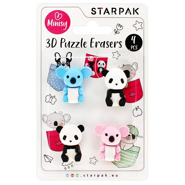 Starpak állatos puzzle radír 4 db-os - Minisy  