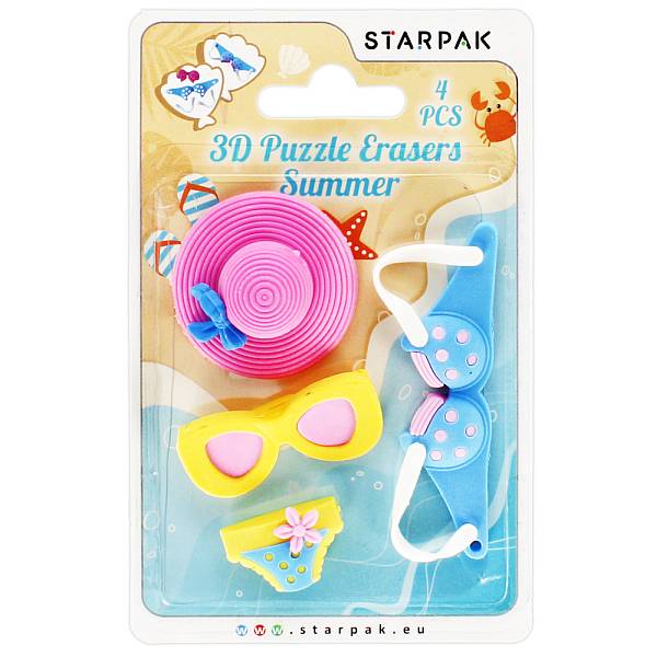 Starpak puzzle radír 4 db-os - Summer