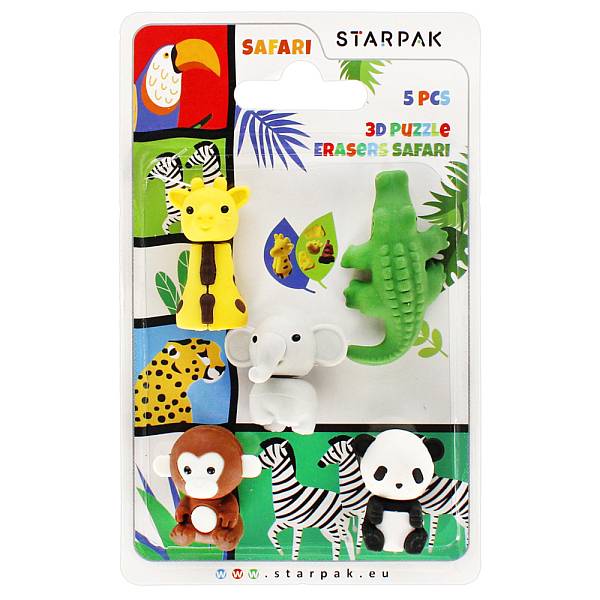 Starpak puzzle radír 5 db-os - Safari