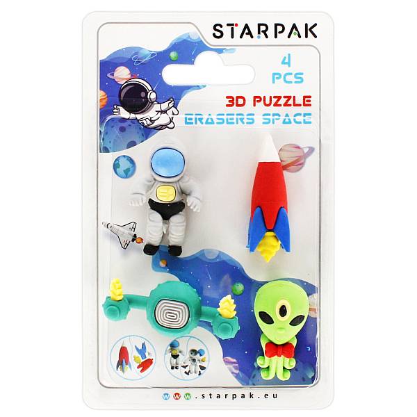 Starpak puzzle radír 4 db-os - Space