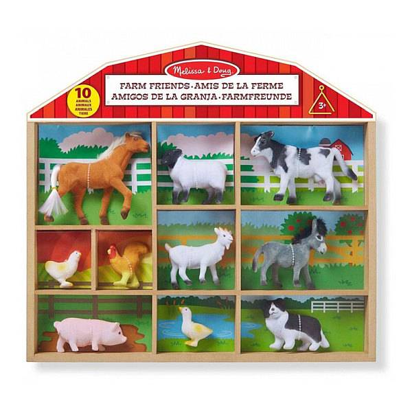 Melissa & Doug figurák fa dobozban - Farm állatok 10 db