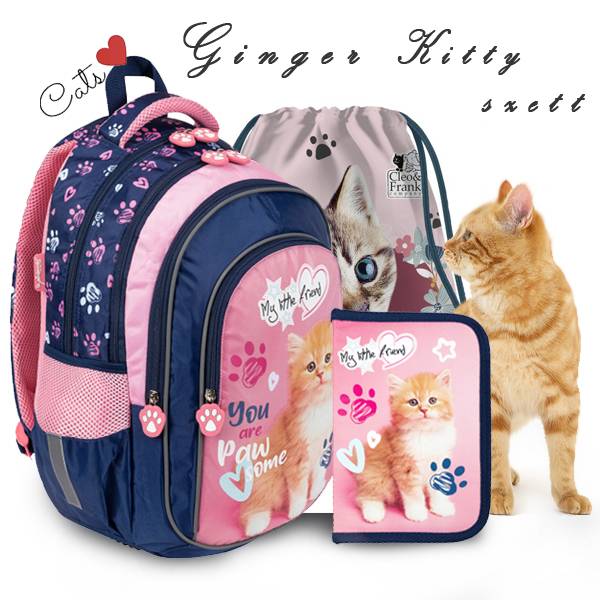My Little Friend cicás iskolatáska SZETT - Ginger Kitty