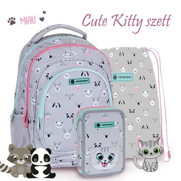 Astra cicás iskolatáska, hátizsák SZETT - Cute Kitty