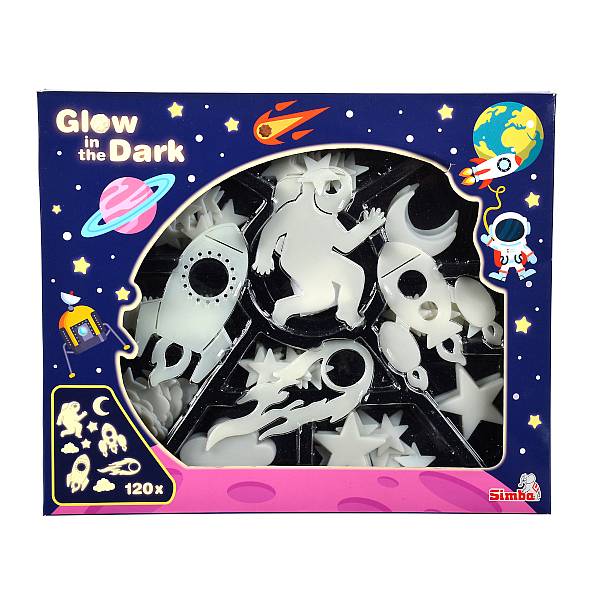 Sötétben világító fali dekoráció 120 db-os - SPACE