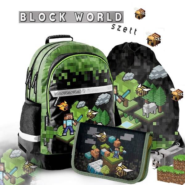 Paso gamer ergonomikus iskolatáska, hátizsák SZETT - Block World