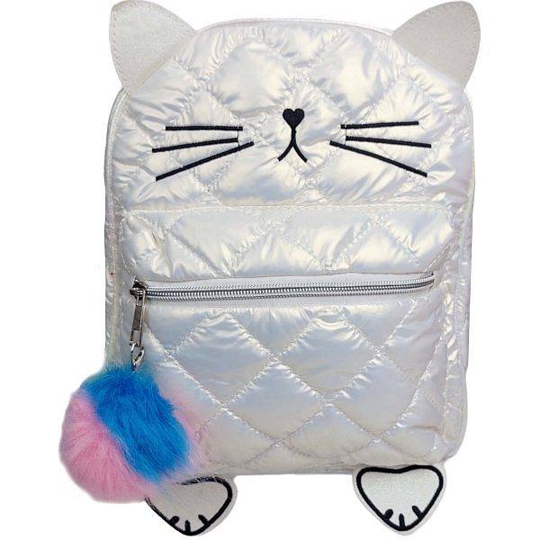 KIDODIDO fehér cicás steppelt hátizsák