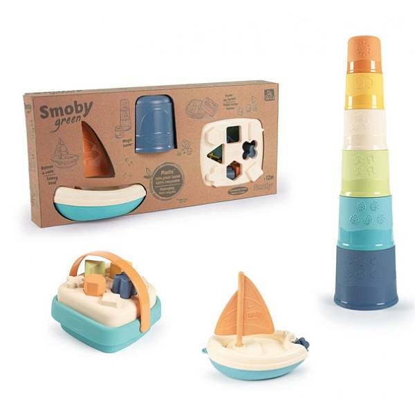 Little Smoby Green formaválogató kosár és fürdőjáték szett