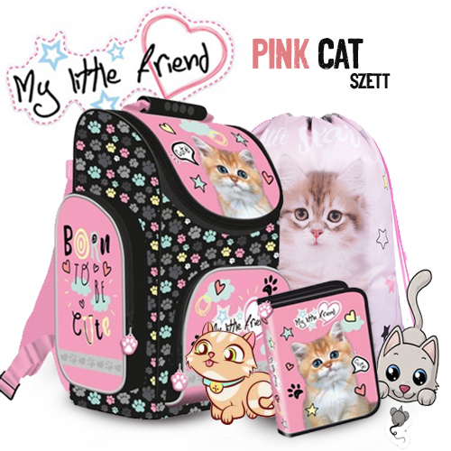 MLF cicás dobozos iskolatáska szett - Pink Cat