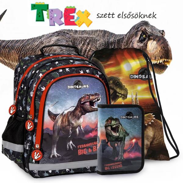 DERFORM Dinoszauruszos iskolatáska, hátizsák SZETT - Big T-Rex