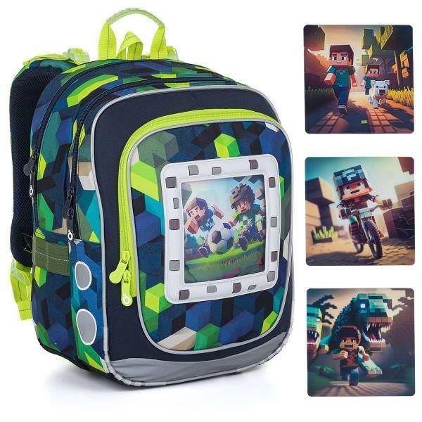 TOPGAL ergonomikus iskolatáska hátizsák cserélhető motívummal ENDY - Minecraft World