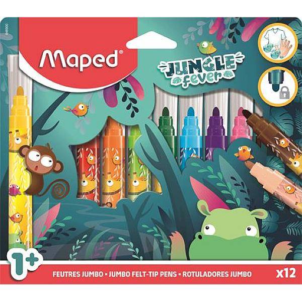 MAPED vastag filctoll 12 db-os készlet - Jungle Fever