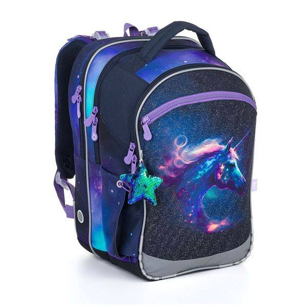 TOPGAL unikornisos ergonomikus iskolatáska hátizsák COCO - Purple Magic