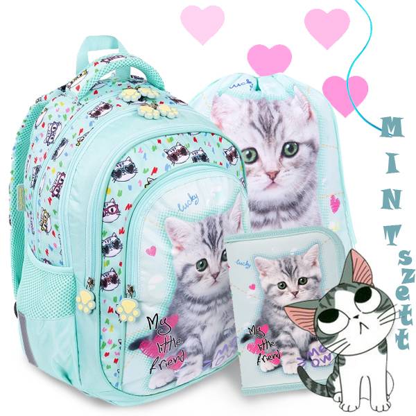 My Little Friend cicás iskolatáska, hátizsák SZETT - Mint