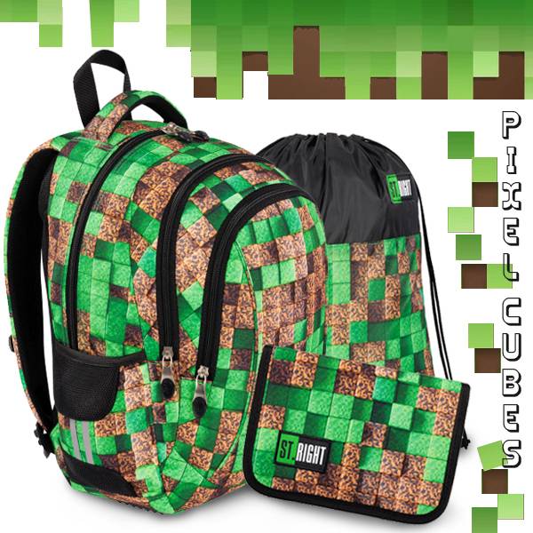St. Right iskolatáska, hátizsák 39 cm SZETT - Pixel Cubes
