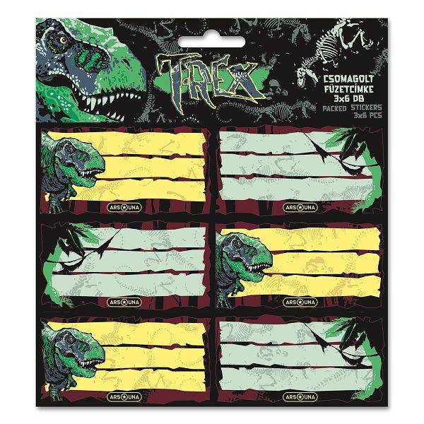 Ars Una füzetcímke 3x6 db-os - T-Rex