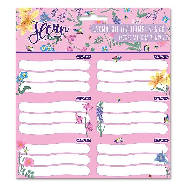 Ars Una füzetcímke 3x6 db-os - Fleur