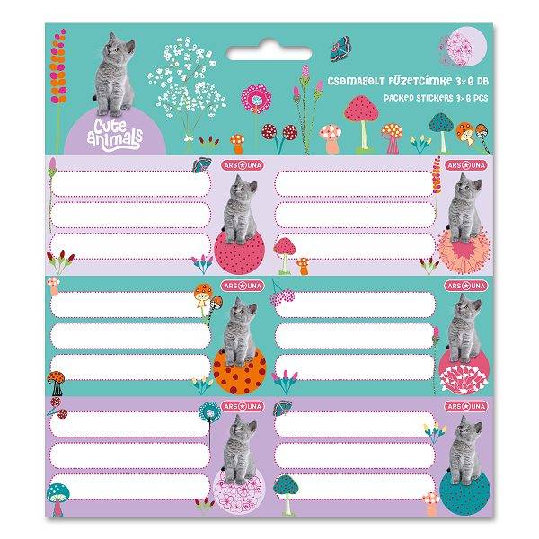 Ars Una füzetcímke 3x6 db-os - Cuki állatok - Kitten