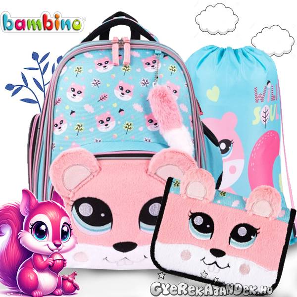 Mókusos ergonomikus iskolatáska SZETT - Bambino