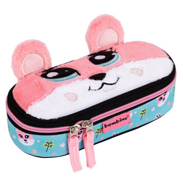 Mókusos szőrmés ovális tolltartó - Bambino