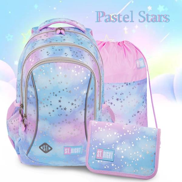 St. Right iskolatáska, hátizsák 39 cm SZETT – Pastel Stars
