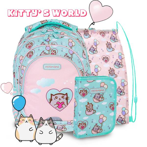 Astra cicás iskolatáska, hátizsák 39 cm SZETT – Kitty’s World