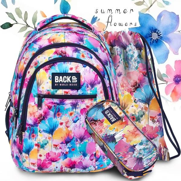 BackUp virágos iskolatáska hátizsák SZETT – Summer Flowers