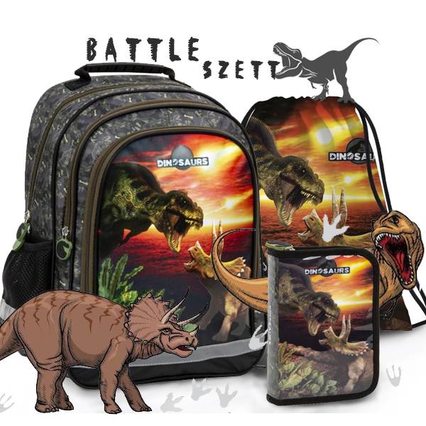 Dinoszauruszos iskolatáska hátizsák SZETT - Battle
