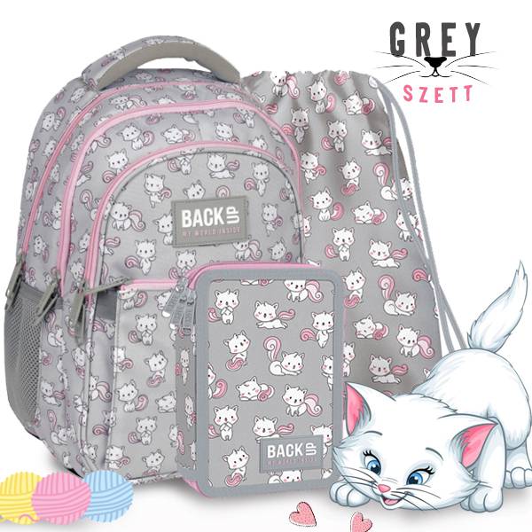 BackUp cicás iskolatáska, hátizsák SZETT – Grey