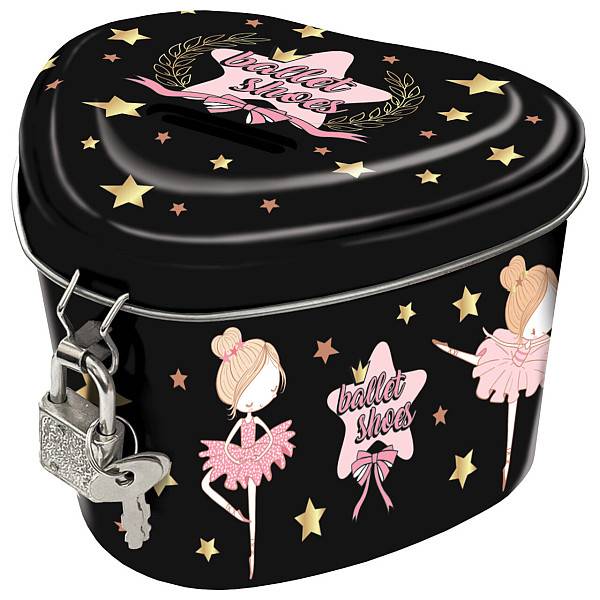 Balerinás szív alakú persely lakattal - Clouds