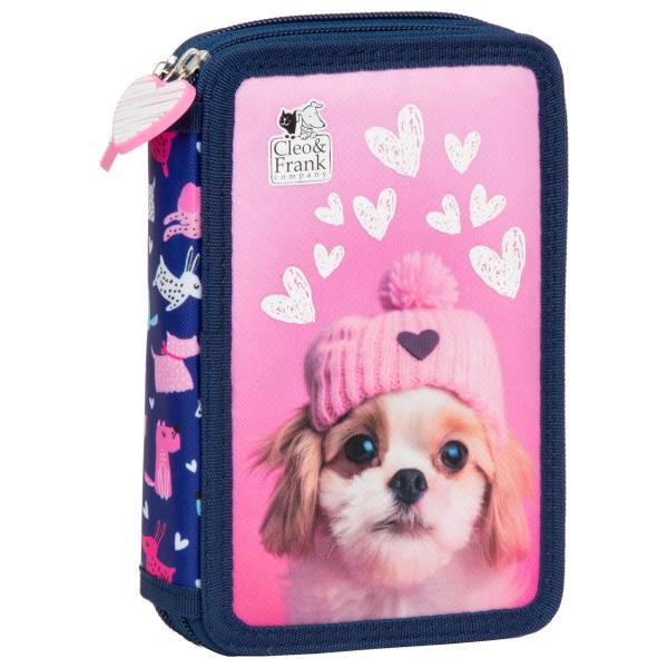 Cleo és Frank kutyás emeletes tolltartó felszerelt - Hearts