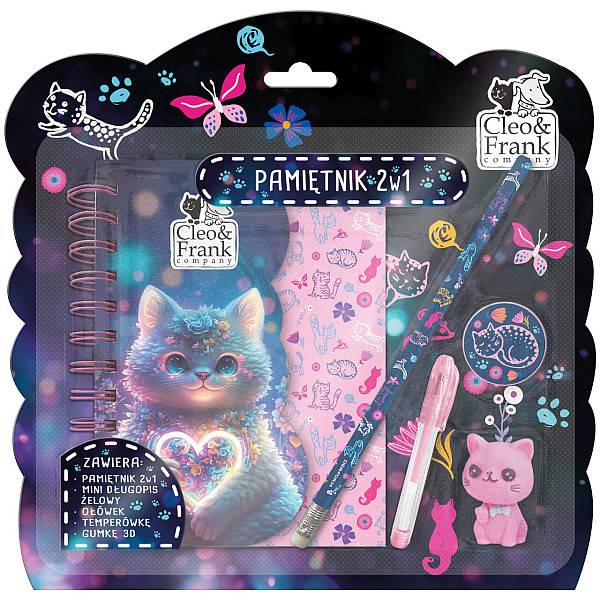 Cleo és Frank cicás napló írószerekkel - Pillangóval