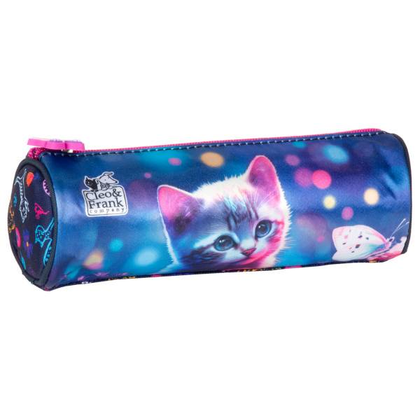 Cleo és Frank cicás henger tolltartó - Pillangóval