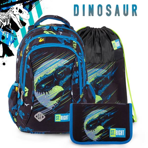St. Right dínós iskolatáska, hátizsák 39 cm SZETT – T-REX Dinosaur