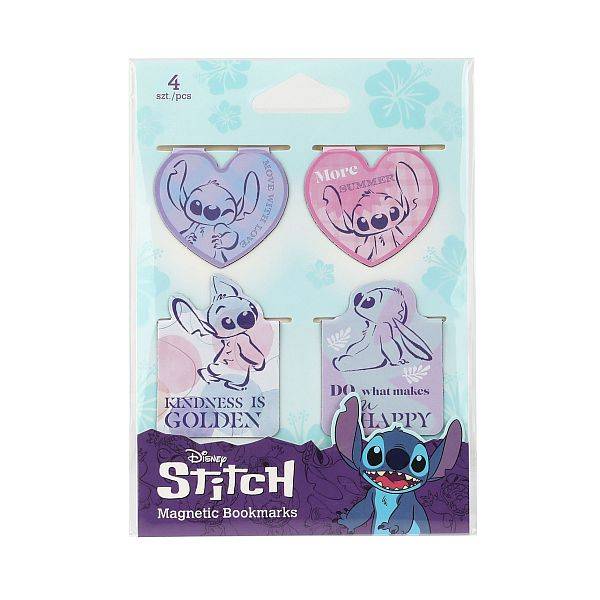 Stitch mágneses könyvjelző 4 db-os – Purple Hearts