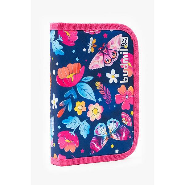 Budmil kihajtható tolltartó – rózsaszín virágos