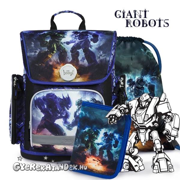 BAAGL iskolatáska Fidlock csatos SZETT - Giant Robots