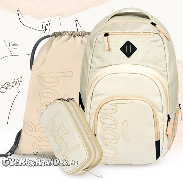 BAAGL Coolmate iskolatáska, hátizsák SZETT - Beige
