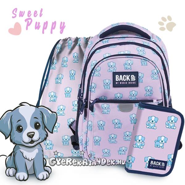 BackUp kutyás iskolatáska, hátizsák SZETT - Sweet Puppy