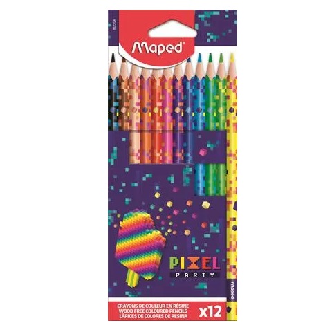 Színes ceruza készlet 12 db-os háromszög – Pixel Party