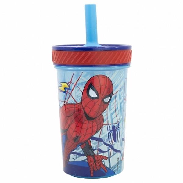 Spiderman cseppmentes pohár szívószállal 370 ml