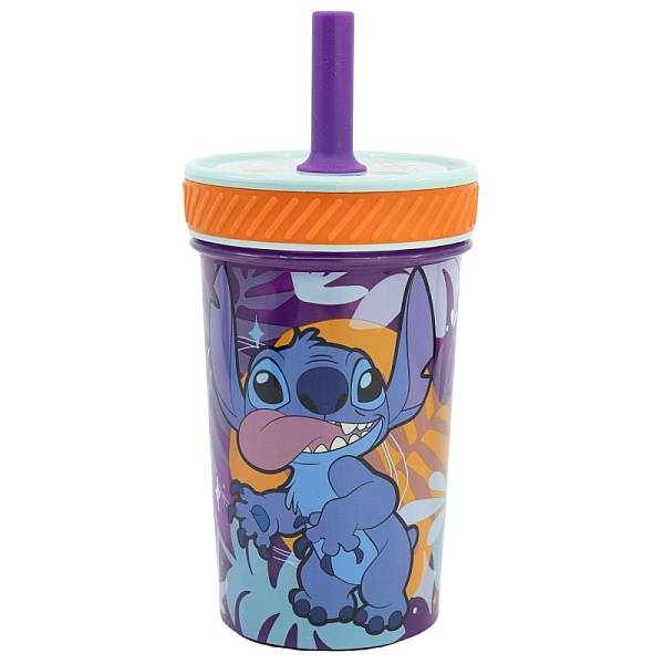 Stitch cseppmentes pohár szívószállal 370 ml