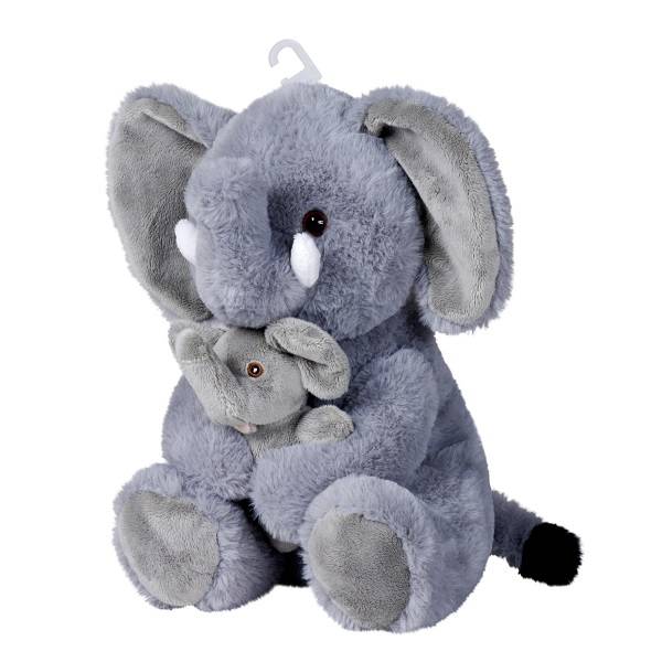 Nicotoy plüss állat kicsinyével 28 cm – Elefánt