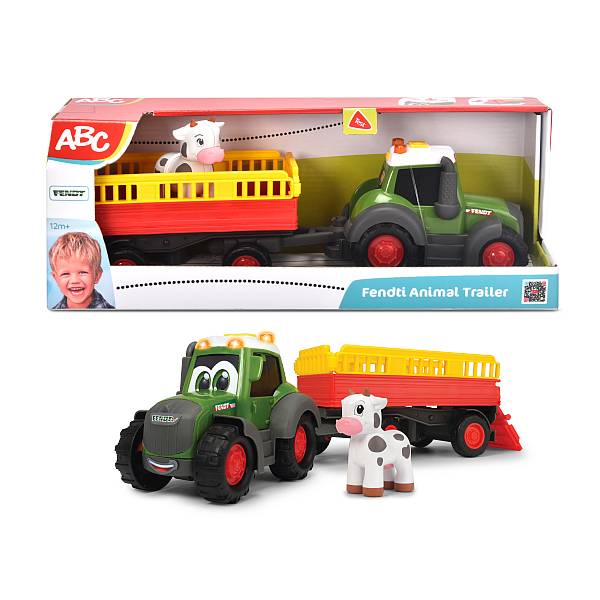 Dickie ABC Happy állatszállító traktor utánfutóval, tehén figurával